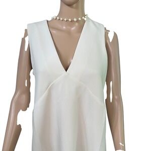 Banana Republic Ivory Sleeveless V Neck Shift Dress Size 8